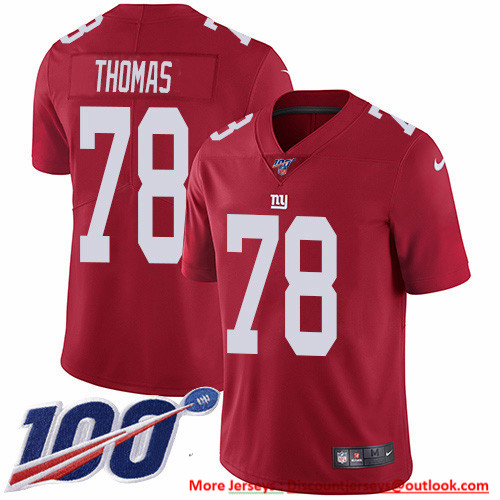 Nike Giants #78 Andrew Thomas Red Alternate Men's Stitched NFL 100th Season Vapor Untouchable Limited Jersey
