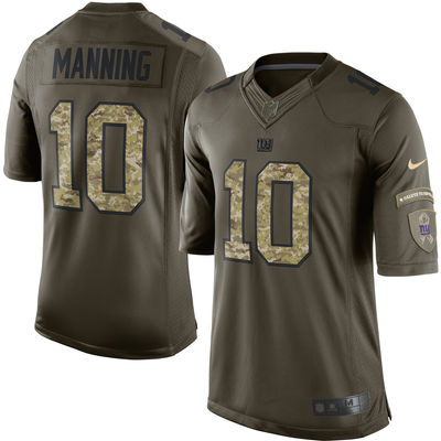 Men's New York Giants 10 Eli Manning Nike Green Salute To Service Limited Jersey