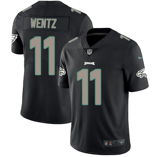 Nike Eagles #11 Carson Wentz Black Men's Stitched NFL Limited Rush Impact Jersey - 副本