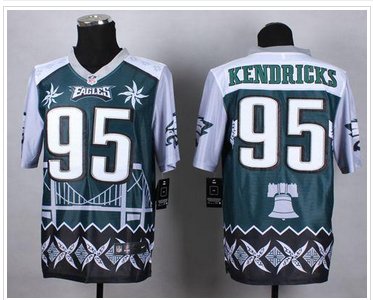 New Philadelphia Eagles #95 Mychal Kendricks Midnight Green NFL Elite Noble Fashion Jersey