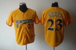 Milwaukee Brewers 23# Rickie Weeks Yellow Jerseys
