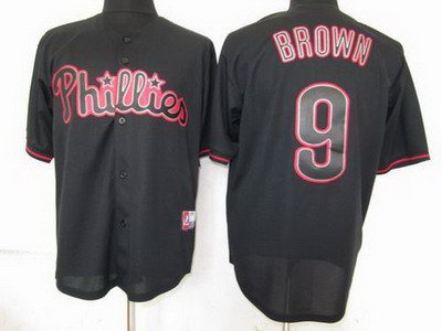 Philadephia Phillies 9# Domonic Brown Pitch Black Fashion Jersey