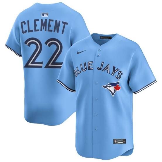 Men Toronto Blue Jays #22 Ernie Clement Light Blue MLB Cool base Jersey