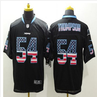 New Carolina Panthers #54 Shaq Thompson Black Men's Stitched NFL Elite USA Flag Fashion Jersey