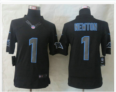 Carolina Panthers #1 Cam Newton Impact Limited Black Jerseys