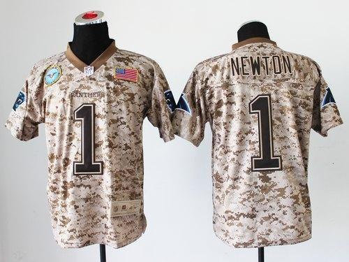 NEW Carolina Panthers#1 Cam Newton Camo NFL Elite USMC Jersey(USA)