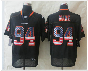 New Denver Broncos #94 DeMarcus Ware USA Flag Fashion Black Elite Jerseys