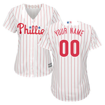 Women's Philadelphia Phillies Majestic White Red Home Cool Base Custom Jersey