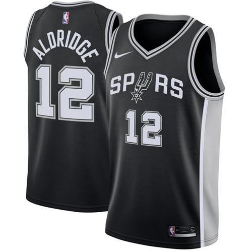 Nike Spurs #12 LaMarcus Aldridge Black NBA Swingman Jersey