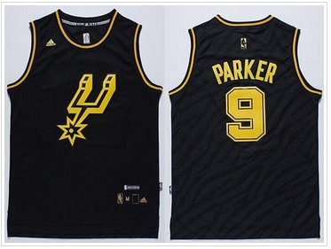 San Antonio Spurs #9 Tony Parker Black Precious Metals Fashion NBA Jersey