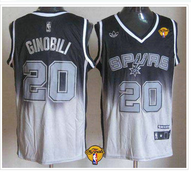 San Antonio Spurs #20 Manu Ginobili Black-Grey Fadeaway Fashion Finals Patch Stitched NBA Jersey