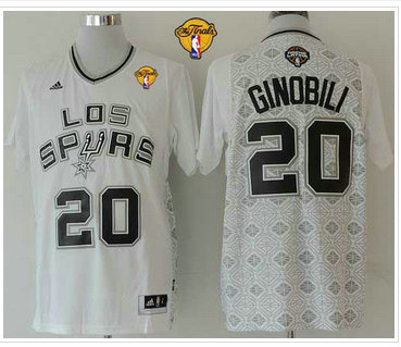 San Antonio Spurs #20 Manu Ginobili White New Latin Nights Finals Patch Stitched NBA Jersey