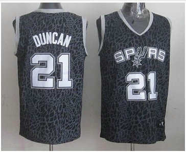 San Antonio Spurs #21 Tim Duncan Black Crazy Light NBA Jersey