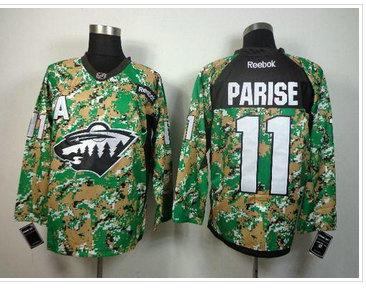 Minnesota Wild #11 Zach Parise Camo Veterans Day Practice Stitched NHL Jersey