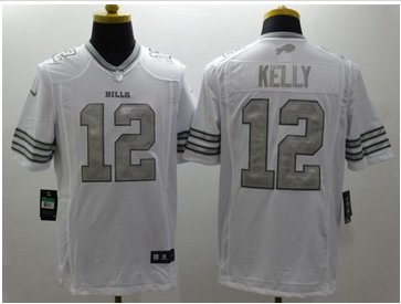 New Buffalo Bills #12 Jim Kelly White Men's Stitched NFL Limited Platinum Jersey