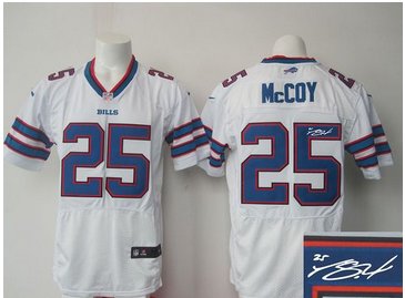New Buffalo Bills #25 LeSean McCoy White Men's Stitched NFL Elite Autographed Jersey