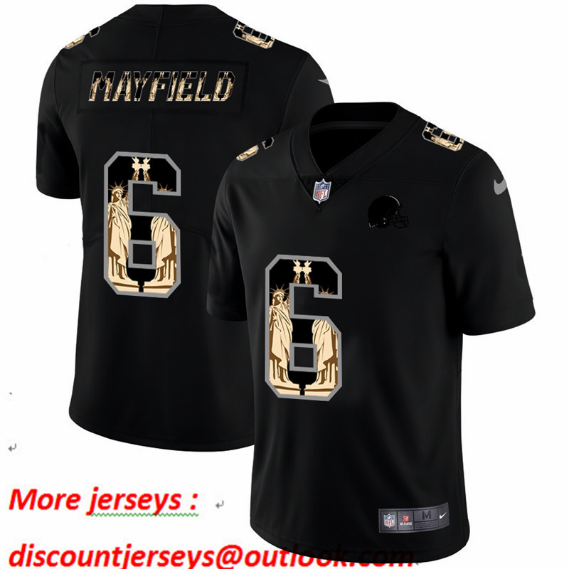 Nike Browns 6 Baker Mayfield Black Statue Of Liberty Limited Jersey