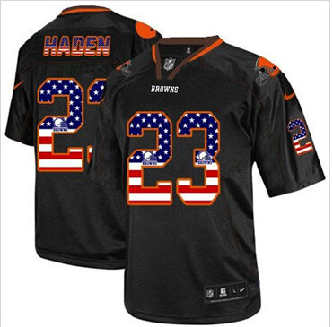 NEW Cleveland Browns #23 Joe Haden Black NFL Elite USA Flag Fashion Jersey