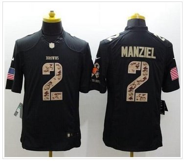New Denver Browns #2 Johnny Manziel Black NFL Limited Salute to Service jersey