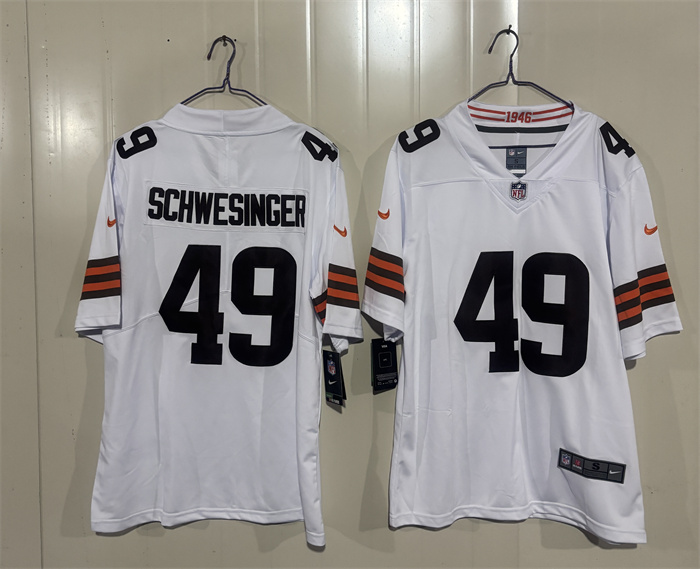 Men's Cleveland Browns #49 Carson Schwesinger White 2026 Vapor Limited Stitched Football Jersey