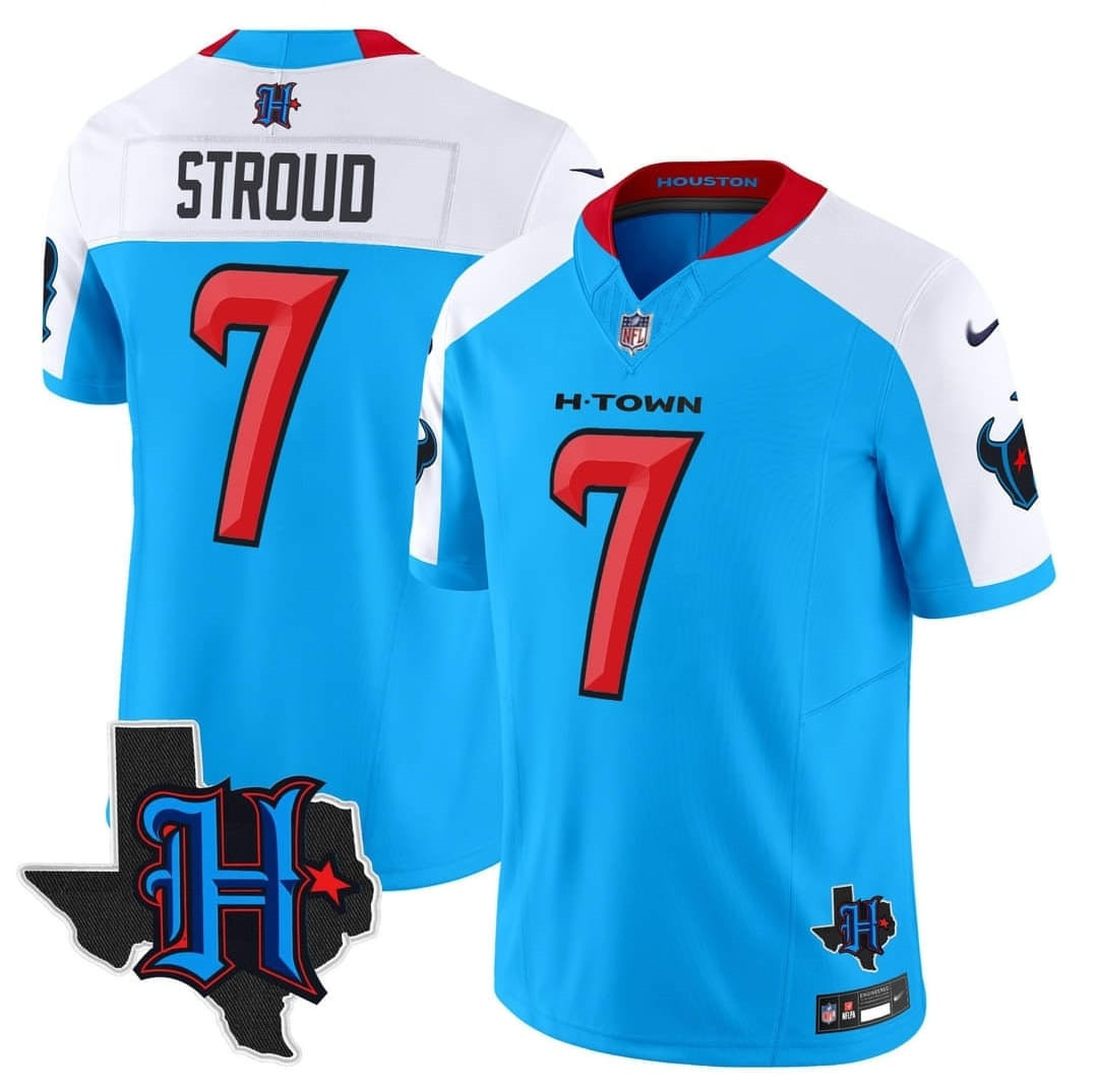 Men's Houston Texans Active Player Custom Blue White 2024 F.U.S.E. Limited Stitched Jersey