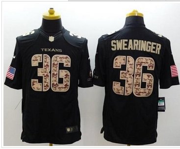 NEW Houston Texans #36 D.J. Swearinger Black NFL Limited Salute to service jersey
