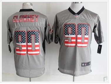 NEW Houston Texans #90 Jadeveon Clowney Grey NFL Elite USA Flag Fashion Jersey