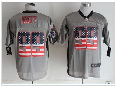 NEW Houston Texans #99 J.J. Watt Grey NFL Elite USA Flag Fashion Jersey