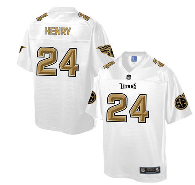 Nike Titans #24 Derrick Henry White Men's NFL Pro Line Fashion Elite Jersey