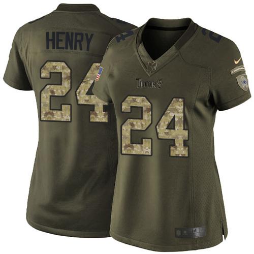 Nike Titans #24 Derrick Henry Green Women's Stitched NFL Limited Salute to Service Jersey