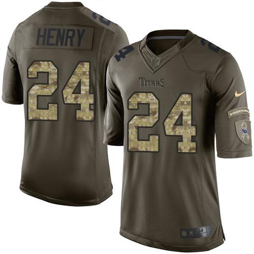 Nike Titans #24 Derrick Henry Green Men's Stitched NFL Limited Salute to Service Jersey