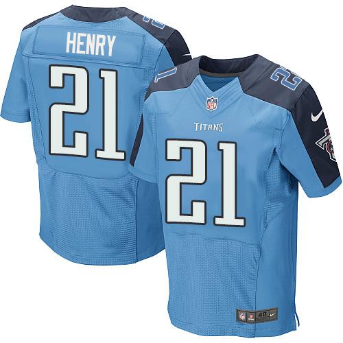 Nike Titans #21 Derrick Henry Light Blue Team Color Men's Stitched NFL Elite Jersey