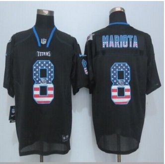 New Tennessee Titans #8 Marcus Mariota Black Men's Stitched NFL Elite USA Flag Fashion Jersey