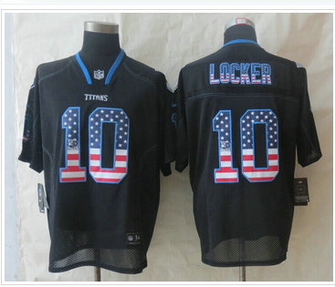 New Tennessee Titans 10# Jake Locker USA Flag Fashion Black Elite Jerseys