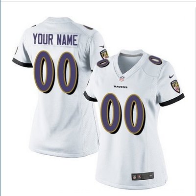 Women's Nike Baltimore Ravens Customized Limited White NFL Jersey