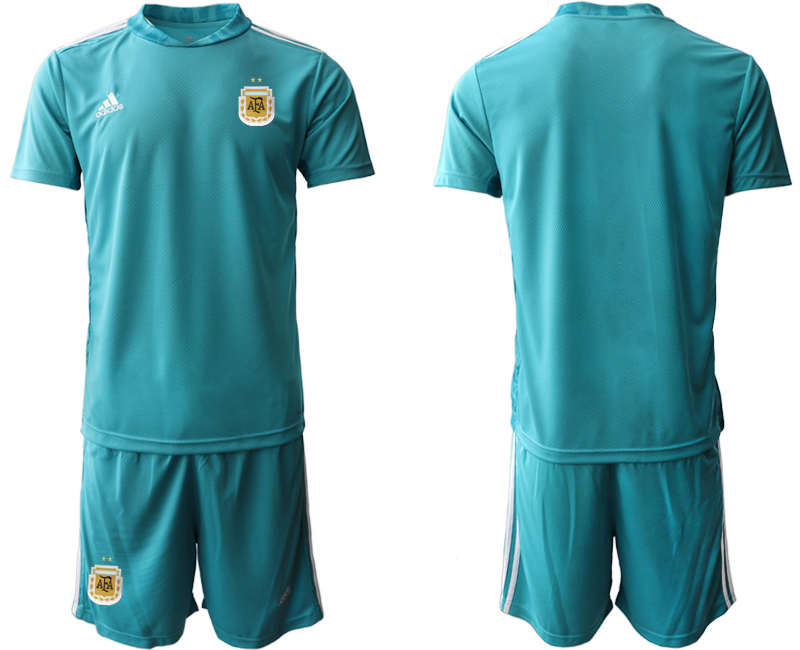 Men's Argentina Blank Lake Blue goalkeeper Jersey