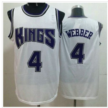 Sacramento Kings #4 Chris Webber White Throwback NBA Jersey