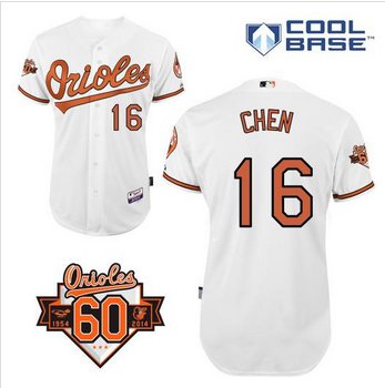 Baltimore Orioles #16 Wei-Yin Chen White Cool Base Stitched Baseball Jersey