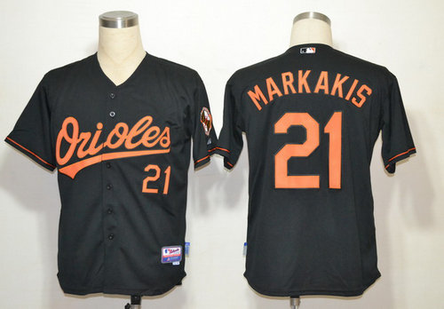 Baltimore Orioles 21 Nick Markakis Black Cool Base Jerseys