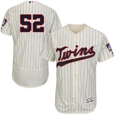 Twins #52 Byung-Ho Park Cream Strip Flexbase Authentic Collection Stitched MLB Jersey