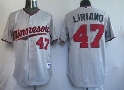 MLB Jerseys Minnesota Twins 47# Liriano Grey