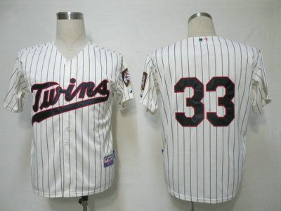 MLB Jerseys Minnesota Twins 33 Morneau Cream(blue strip) Cool Base