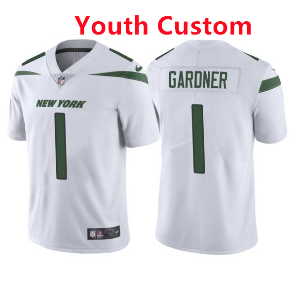 Custom Youth Nike Jets White 2022 NFL Vapor Untouchable Limited Jersey