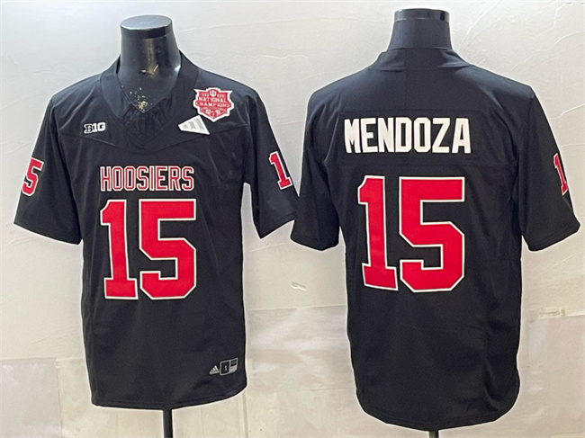 Men's Indiana Hoosiers #15 Fernando Mendoza Black F.U.S.E. 2025 National Champions Patch Stitched Football Jersey 1