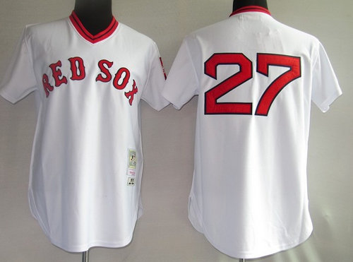 MLB Jerseys Boston Red Sox 27# Fisk white【M&N