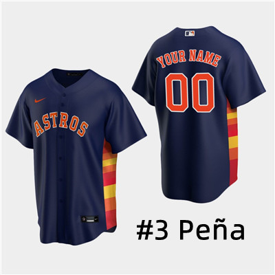 Men's Houston Astros #3 Jeremy Pe?a Navy Alternate Replica Jersey