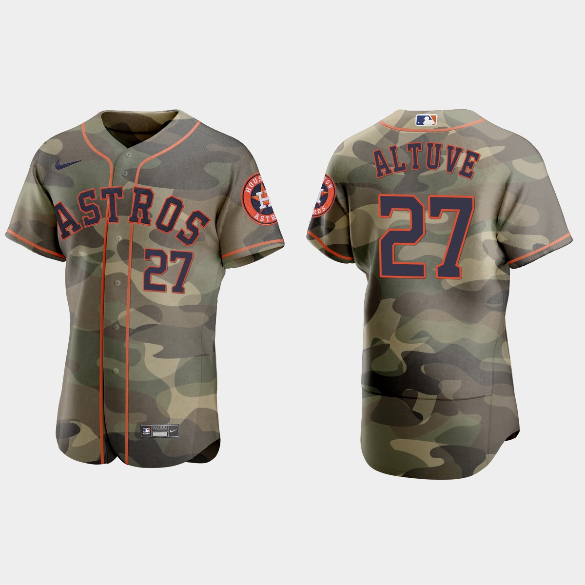 Houston Astros #27 Jose Altuve Men's Nike 2021 Armed Forces Day Authentic MLB Jersey -Camo