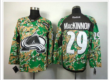 Colorado Avalanche #29 Nathan MacKinnon Camo Veterans Day Practice NHL Jersey