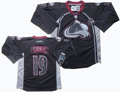 Colorado Avalanche 19 Joe Sakic C patch black ice jerseys