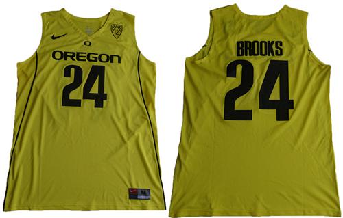 Ducks #24 Dillon Brooks Yellow Basketball PAC-12 Patch Stitched NCAA Jersey